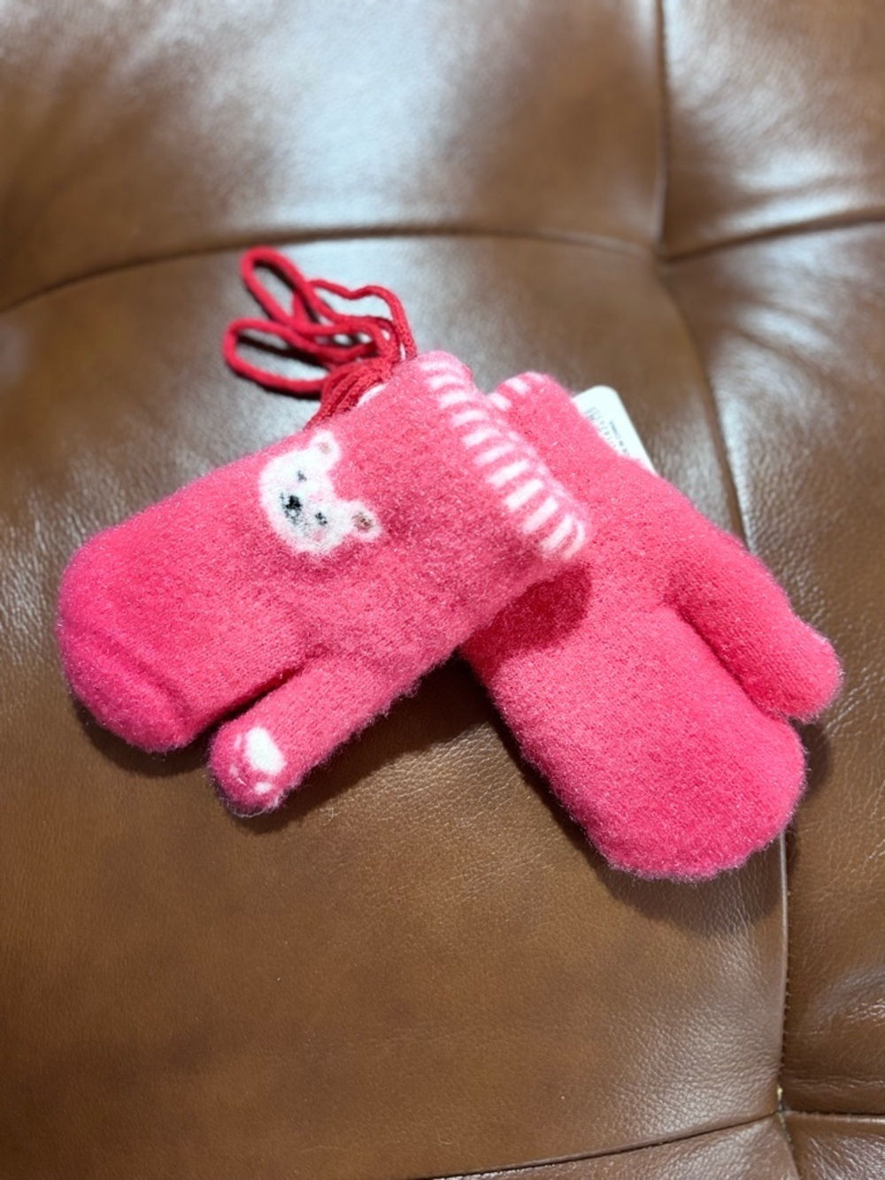 NWT Kids Pink Bear Mittens - Cozy Winter Gloves